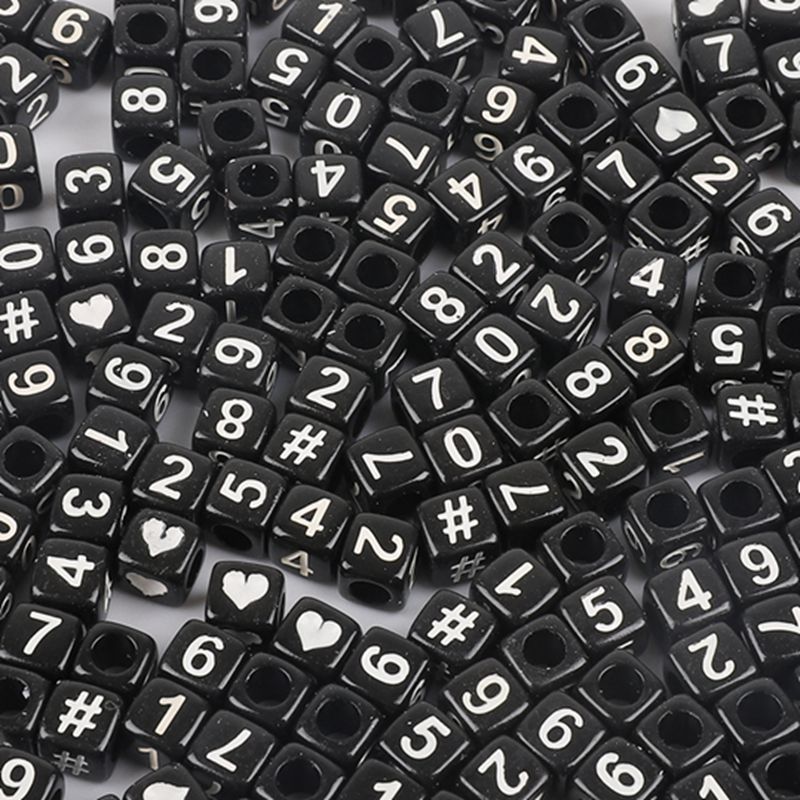 アクリル数字英字ビーズ手作りDIYセット子供ビーズアクセサリーアクセサリー散珠四角いビーズ|undefined