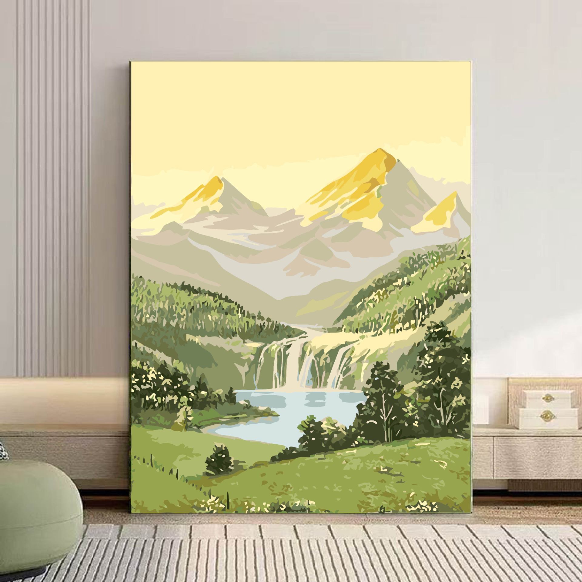 Sunshine Jinshan paisaje didiy pintura al óleo digital relleno de color sala de estar comedor de gran tamaño pintura a mano