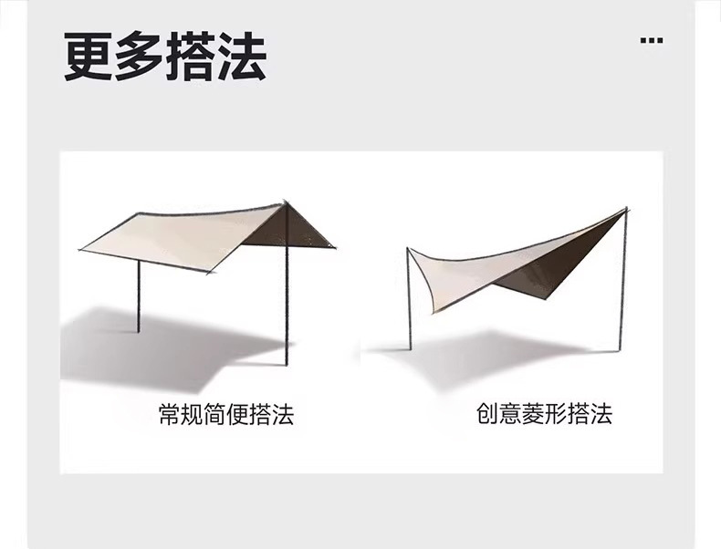 Outdoor Black Rubber Canopy Cloth Camping Folding Tent Sunscreen Windproof Picnic Side Awning Picnic Sunshade Cloth