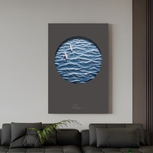 3D立体浮雕装饰画沙发侧挂画客厅抽象艺术led灯画高级大气大海