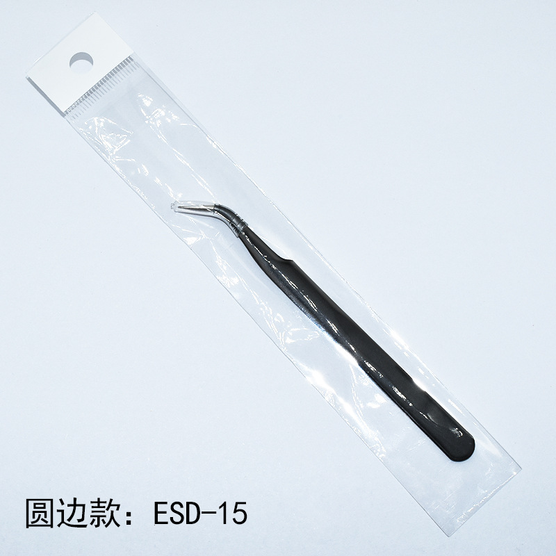 Pinzas de acero inoxidable para manualidades, pinzas puntiagudas para decoración de uñas, pestañas postizas, herramienta antiestática ESD-15 para bisutería.