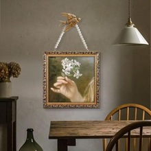 复古珍珠装饰画法式美式中古小众艺术挂画小尺寸燕子卧室客厅摆件