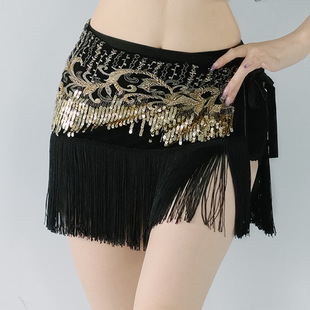 Halloween Performance Belly Dance Hip Towel Skirt Sexy Beaded Tassel New Oriental Dance Practice Clothes suit Waist Towel