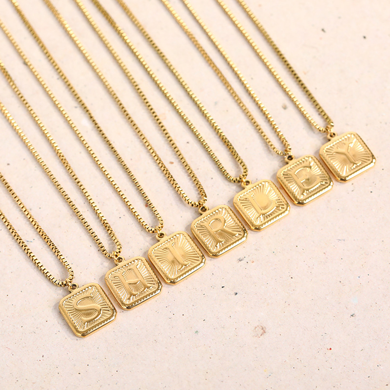 304 Stainless Steel Pendant Material Pendant Necklace Classification 201 Stainless Steel 304 Stainless Steel Titanium Steel Fashion Letter Square Pendant Necklace