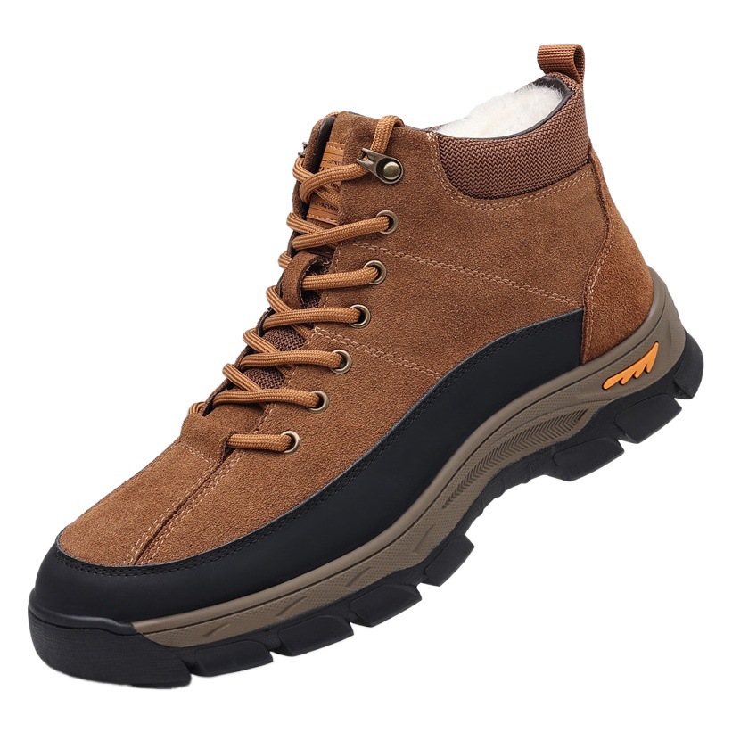 Lana invierno cálido zapatos de algodón para hombres cuero genuino gamuza piel de vaca al aire libre casual de los hombres del noreste zapatos de los hombres zapatos de mediana edad