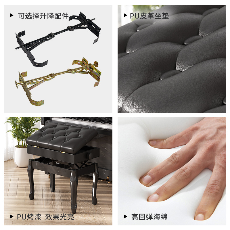 Fábrica sola elevación ajustable pintura de madera maciza taburete del piano los niños yamaha doble caja libro electrónica guzheng silla