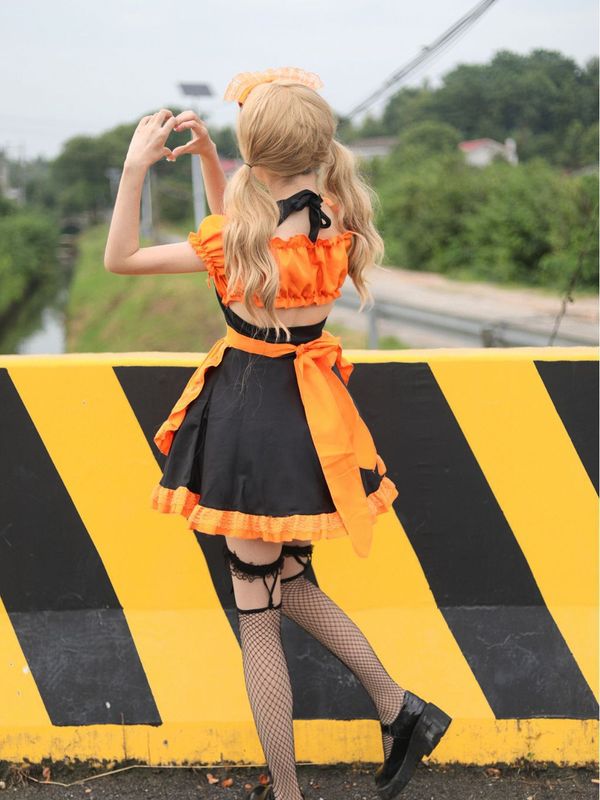 跨境 COSPLAY 万圣节刺绣女仆装 女仆服 蝙蝠吸血鬼女仆 魔法女巫|undefined