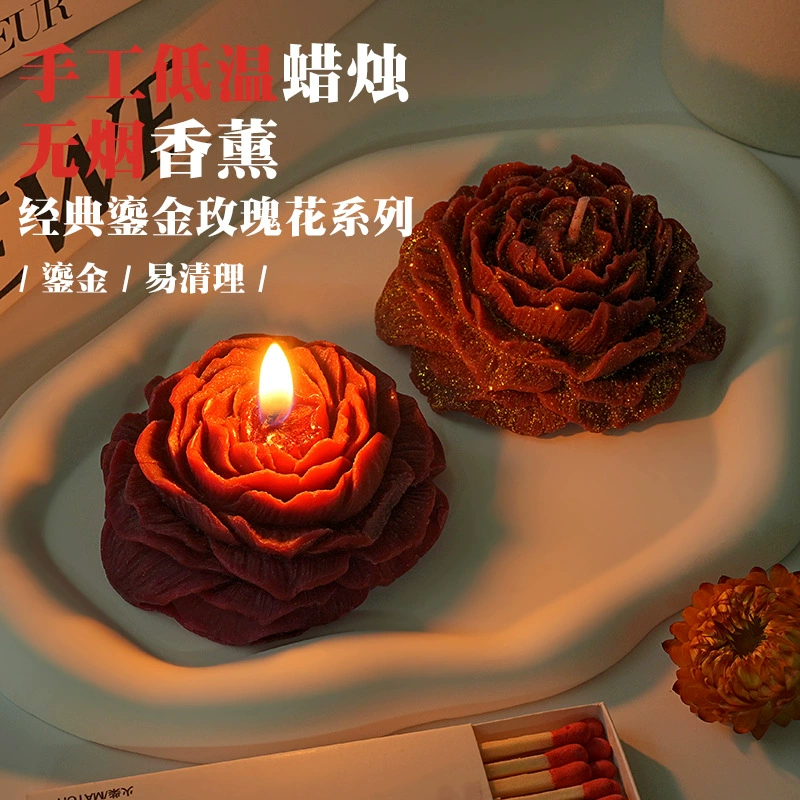 Низкотемпературное настроение свеча позолоченная роза пион в форме свечи соевый воск sm пара капель воск чувство атмосферы игрушка
