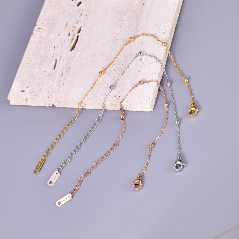 Y10 S10 Korean Titanium Steel Fashion Fine Small Round Bead Bracelet Sweet Girl Foot Jewelry for Hair