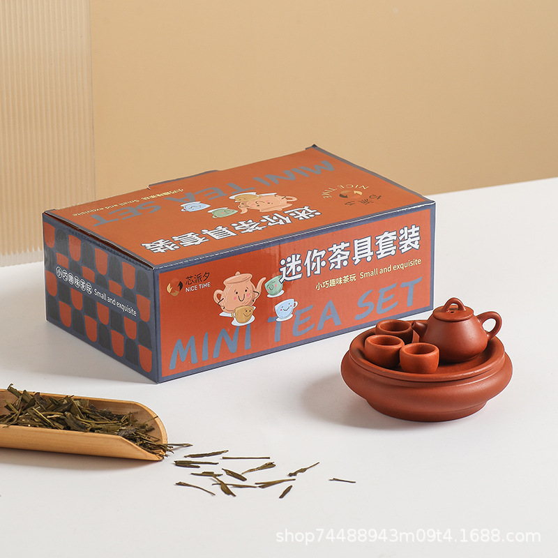 Interacción padre-hijo mini Chaoshan kung fu juegos de té nostálgico simulación juegos de té mini juegos de té tipo almacenamiento de agua pequeño juego de té