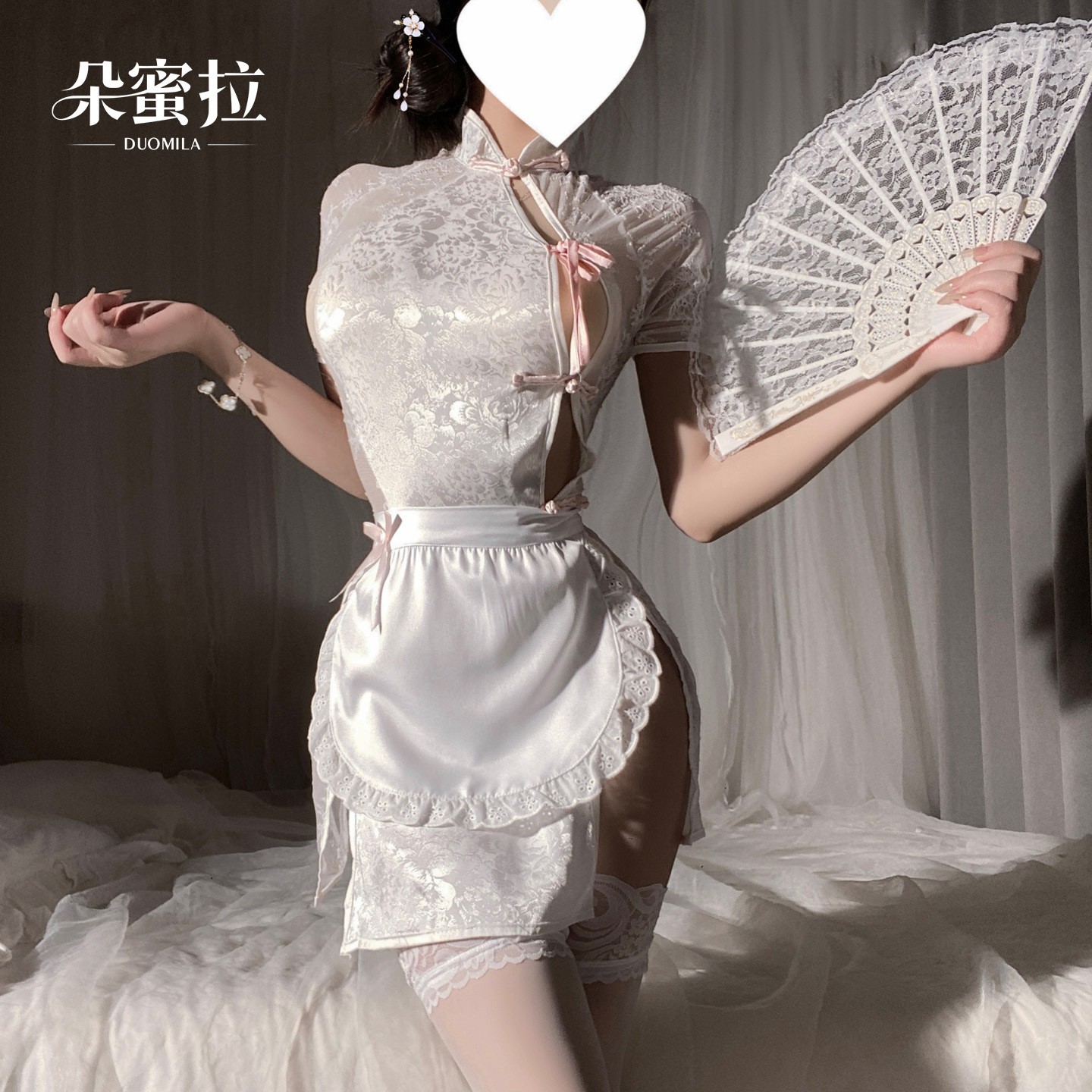Cosplay Sexy Royal Sister Semi-Transparent Nightgown Chinese Girl Maid Apron Chinese Cheongsam Pure Desire Small Breast Uniform Female