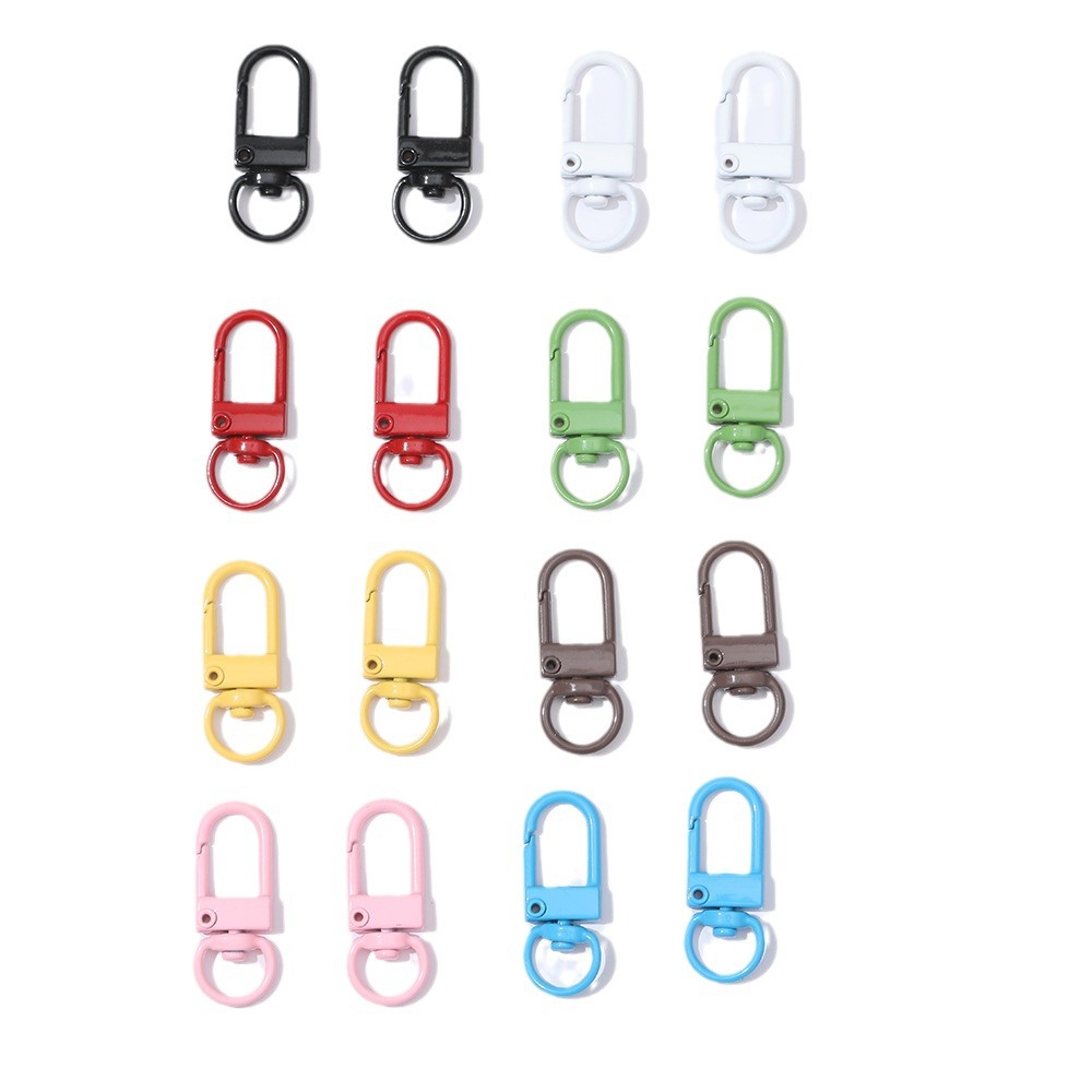 Suministro directo de fábrica llavero de aleación DIY color hebilla de camarón 3 puntos pequeña puerta hebilla colgante al por mayor rollo de pintura pequeña hebilla de 8 palabras
