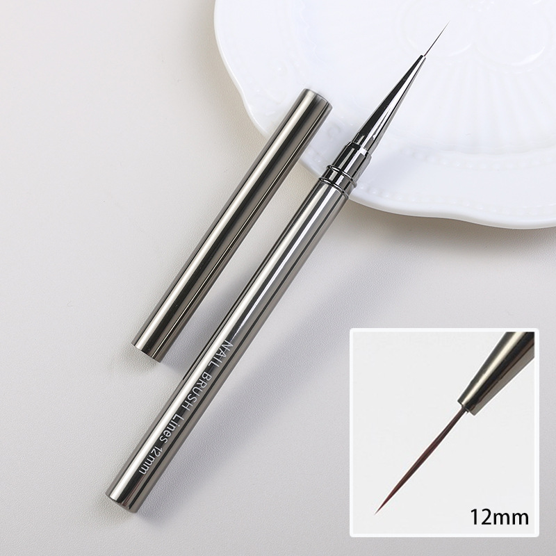 Cross-border uñas de metal dibujo pluma pintura de La Flor pintura floreciente pluma esbelta arte de uñas pluma pistola de cobre negro tubo de aluminio cepillo