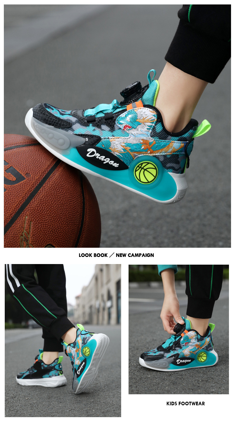 曼巴足迹 儿童篮球鞋春夏男童网面透气运动鞋小学生实战训练