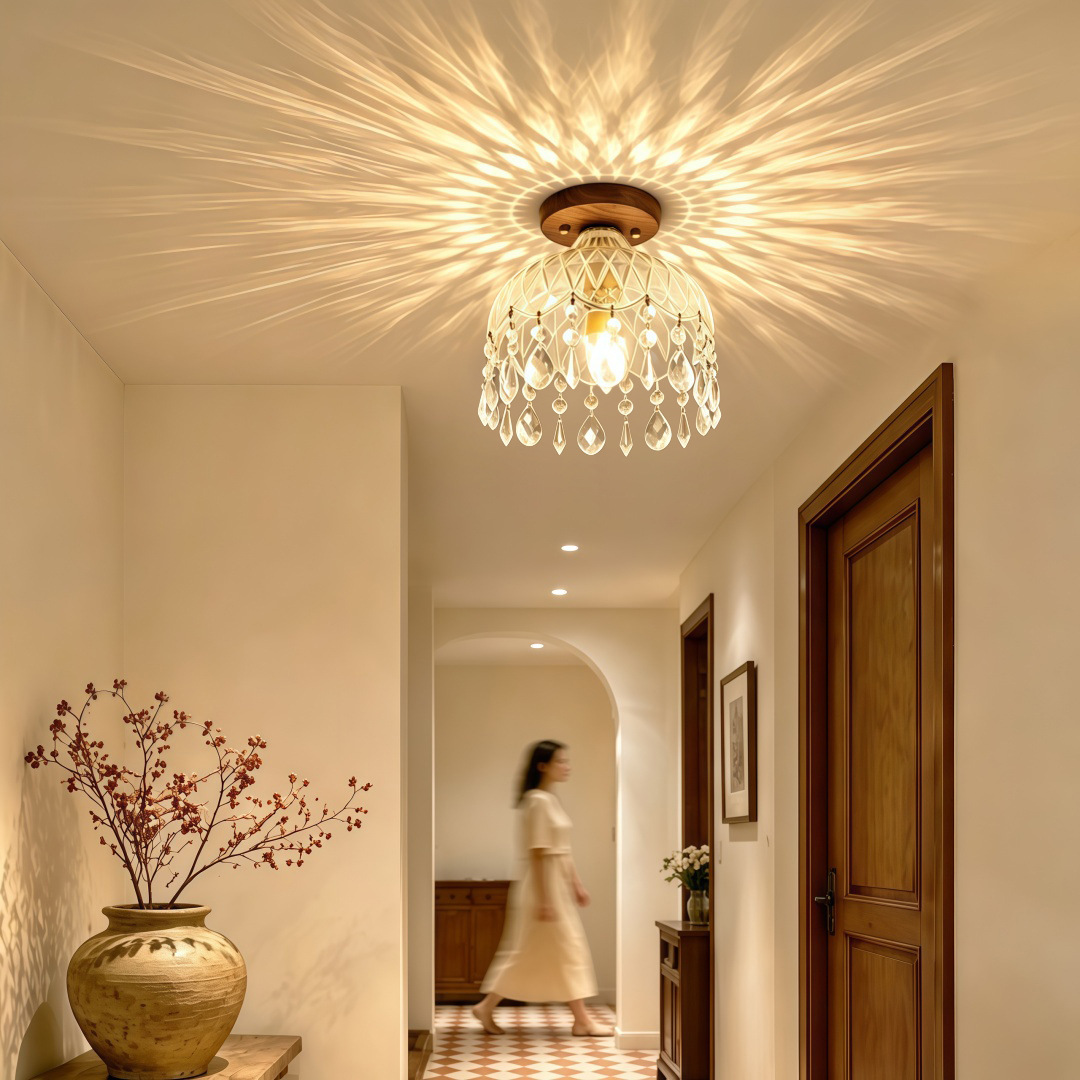 Crema de estilo araña de luz del pasillo luz del Pasillo moderno minimalista balcón lámpara flor escaleras guardarropa Luz de Entrada