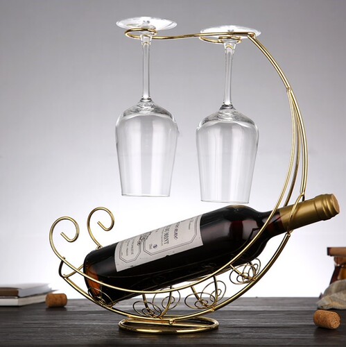 Pirate ship wine rack ornaments creative European style light luxury style new Chinese style upside down goblet wine rack iron entrance rack