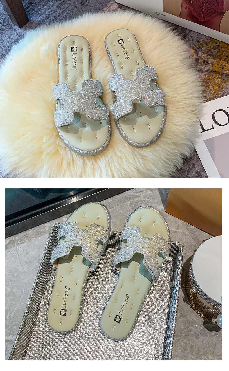 Sandali bassi eleganti con strass da donna per estate e mare_voghion.com