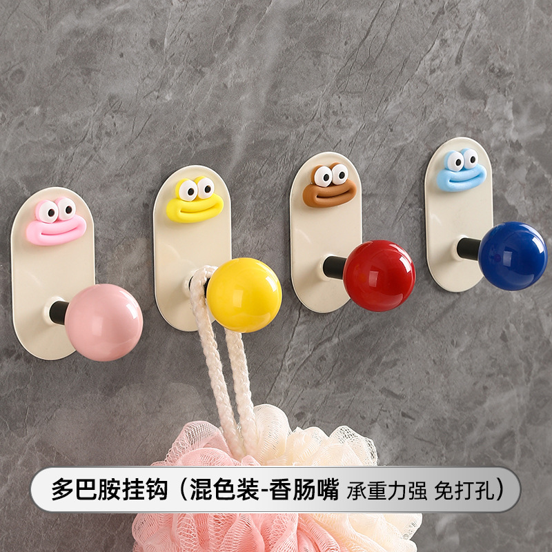 Gancho para baño Gancho para ropa que no deja marcas detrás de la puerta de viscosa de carga fuerte sin perforación Gancho para toallas en la pared del baño
