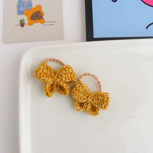 New wool crochet bow children's sweet and cute hair band baby hair rope headband does not hurt the hair rubber band