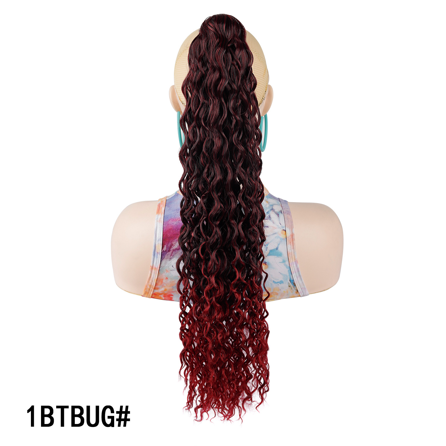 22 pulgadas comercio exterior agarrando clip de cabello rizado profundo cola de caballo esponjoso pequeño rollo natural latino trenzas de caballo fibra química peluca
