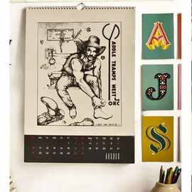 跨境新款2026 Cowboy Art Wall Calendar2026年牛仔艺术挂历