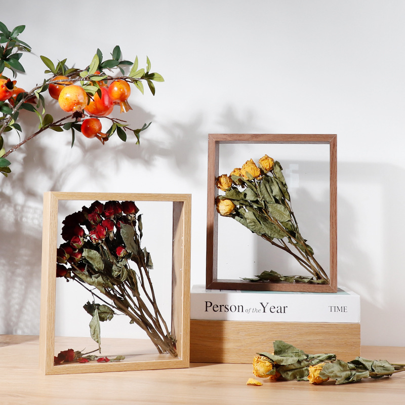 乾花相框diy手工永生花玫瑰保存畫框批發立體中空雙面展示盒擺台