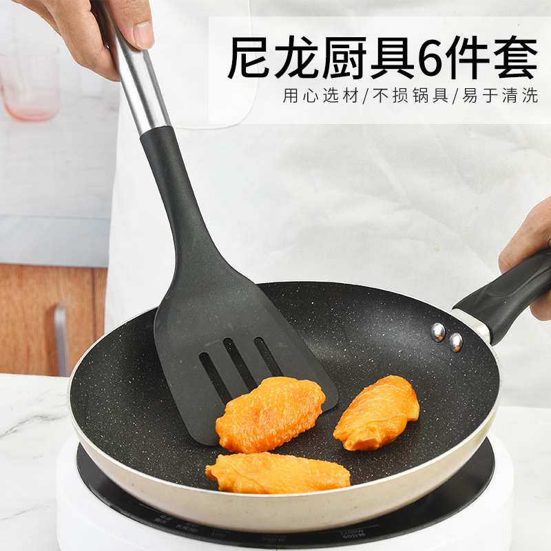 Manija del tubo utensilios de cocina de nylon para el hogar utensilios de cocina de seis piezas antiadherente traje de cocina para el hogar pala cuchara fabricante