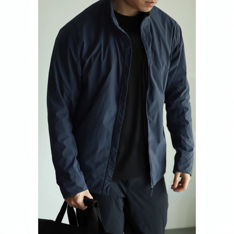 Lightweight spring/autumn stand-up collar twill windproof jacket, business coat, commuter jacket, men's cardigan top