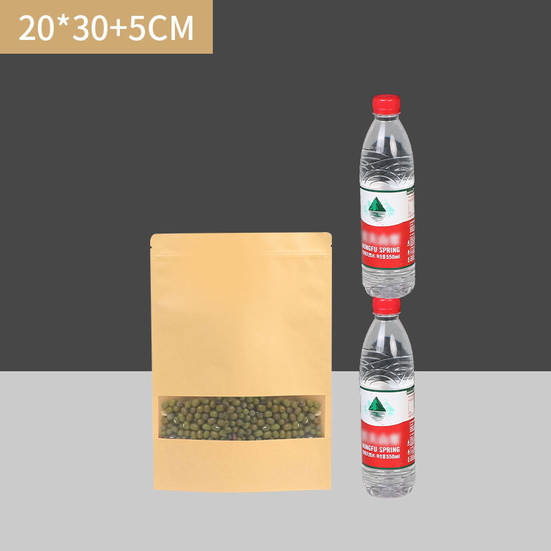 Ventana abierta Bolsa de papel Kraft esmerilado en tres dimensiones de frutas secas bolsa de envasado de alimentos se puede agregar el logotipo de la bolsa sellada autosellante de té de nuez