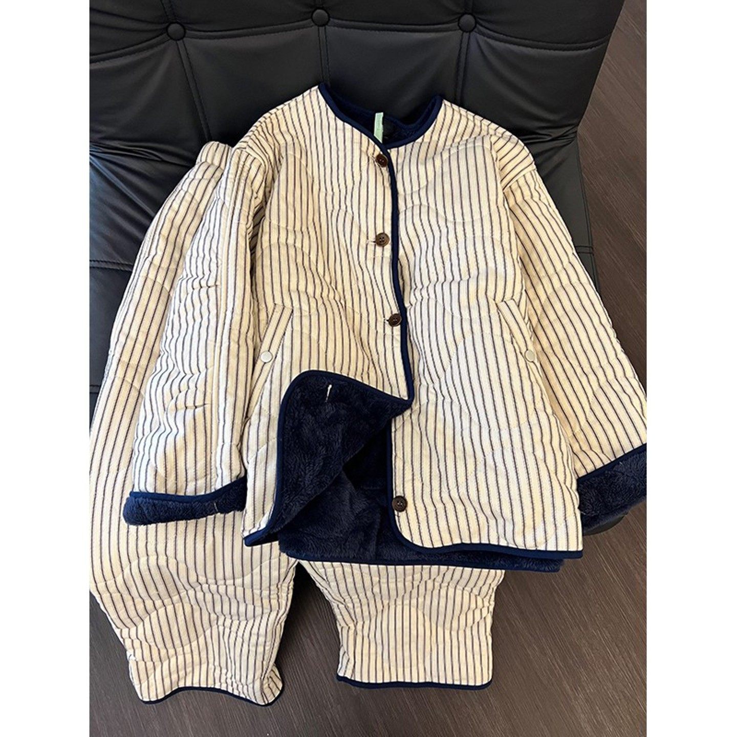 仅用于产品展示勿拍-简约条纹加厚夹棉睡衣女冬季2025新款加厚保