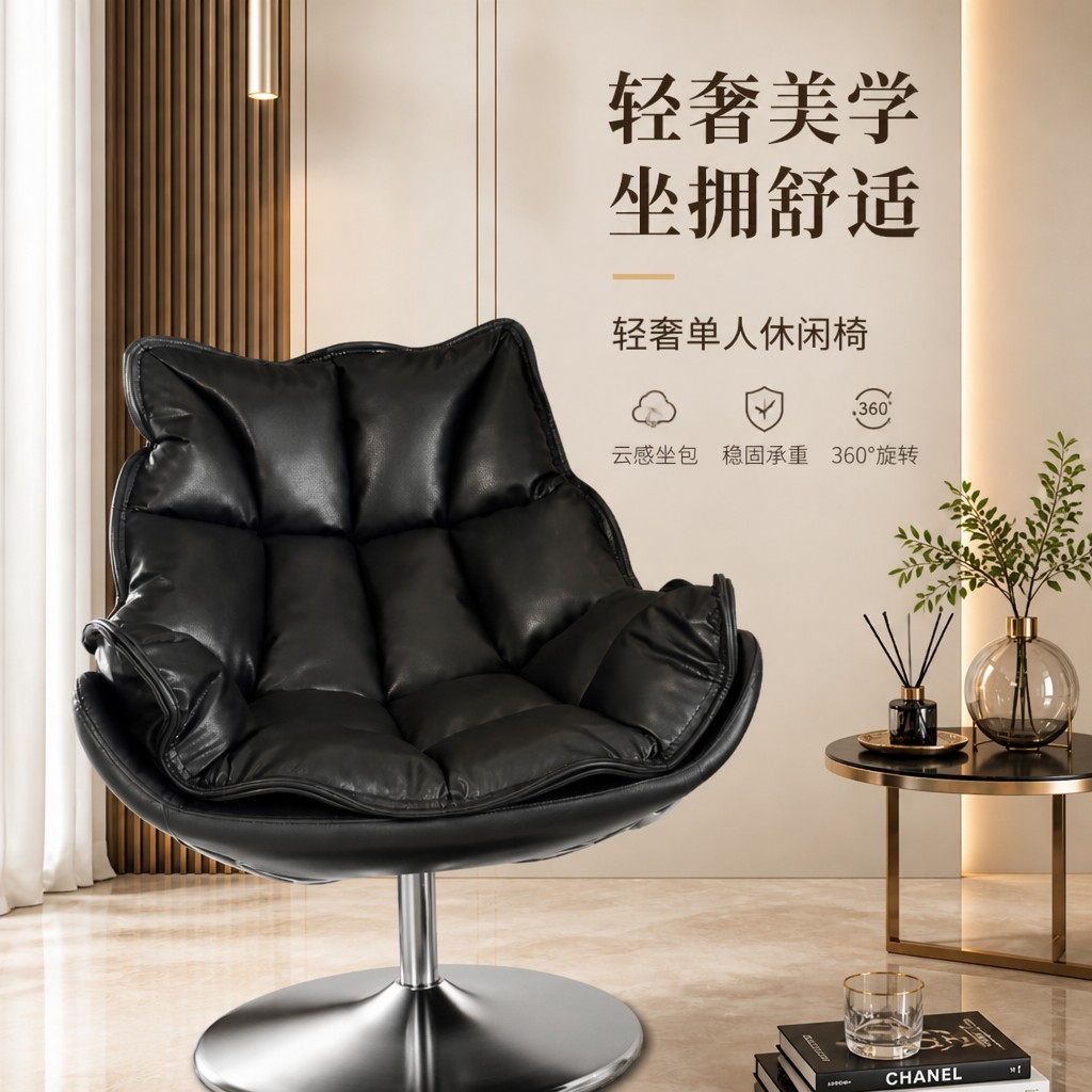 Italian minimalist style leather children's chair, removable and washable fabric single sofa chair for living room and balcony