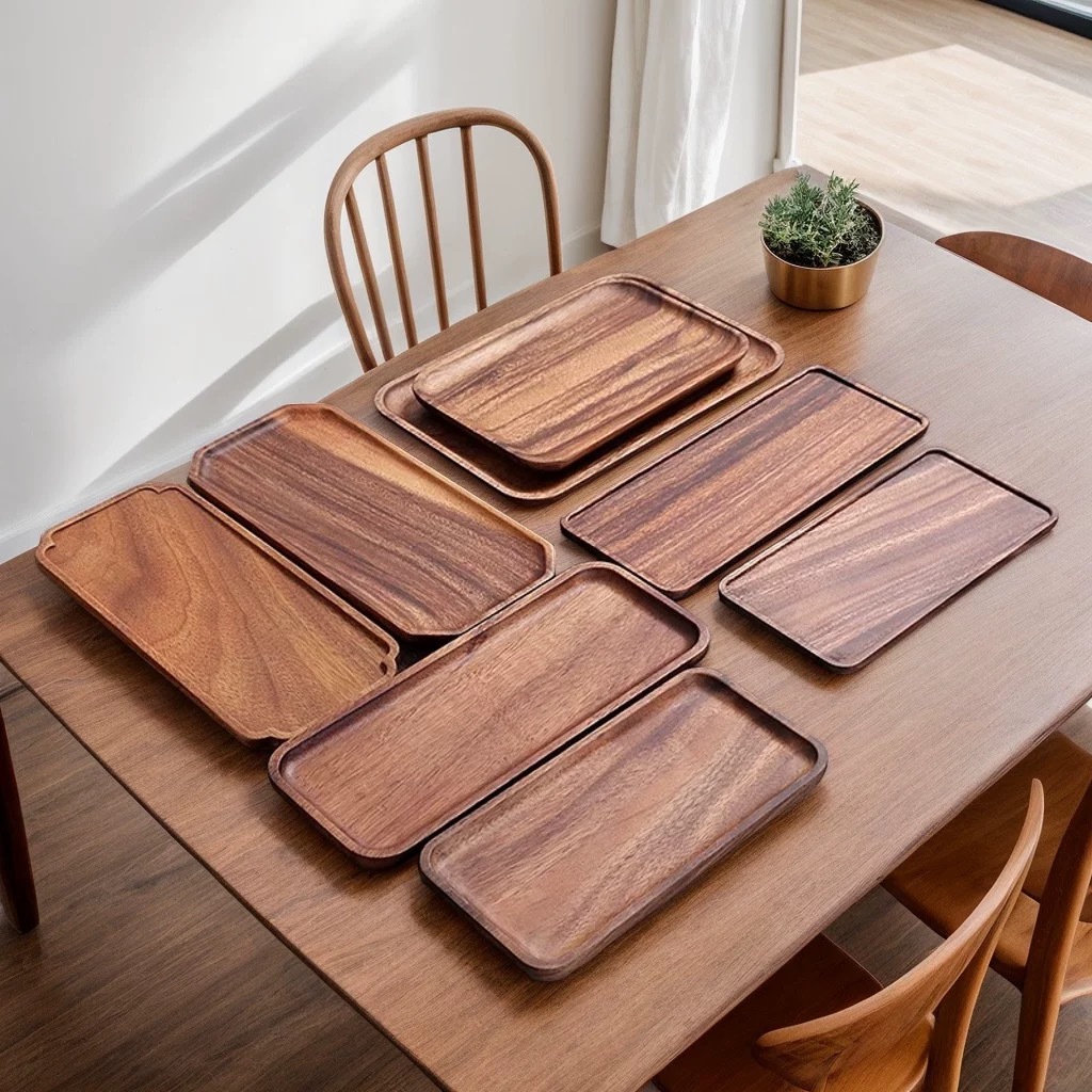 Walnut solid wood tray tea tray irregular wooden tray wooden dessert…