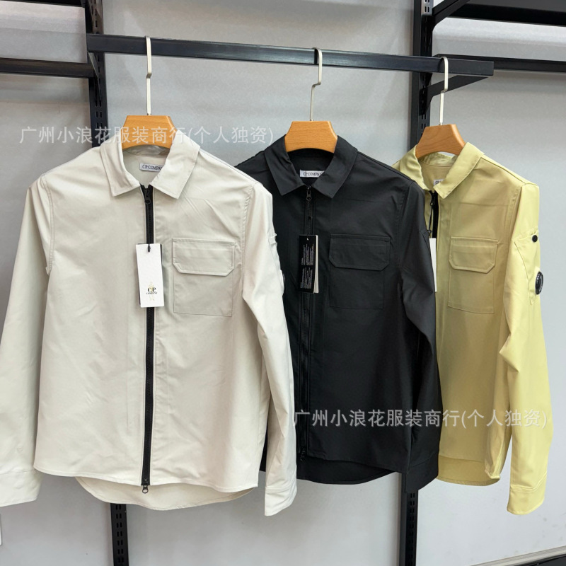 跨境CP夹克COMPANY英伦简约宽松长袖ins翻领拉链衬衣青年男装衬衫|undefined
