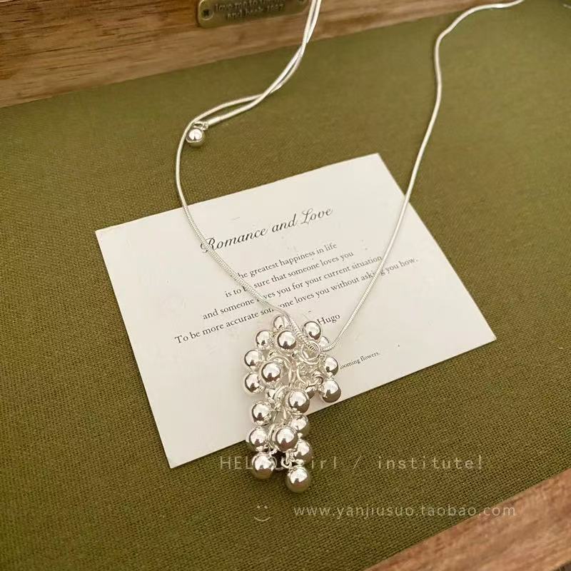 Silver metal ball necklace