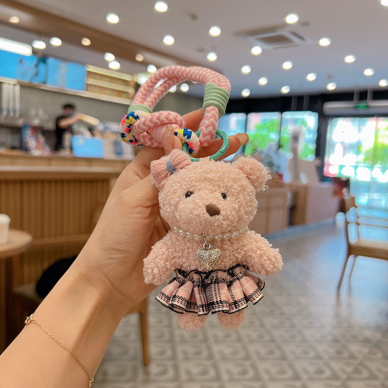 Pink bear pink plaid skirt
