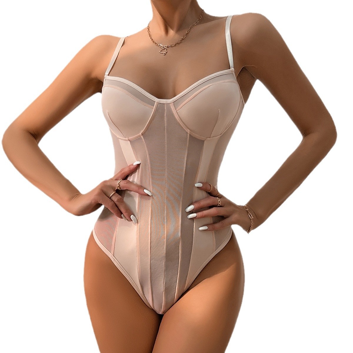 2023 verano nueva venta caliente Europa y América Amazon sexy perspectiva backless encaje malla costura mono 7010