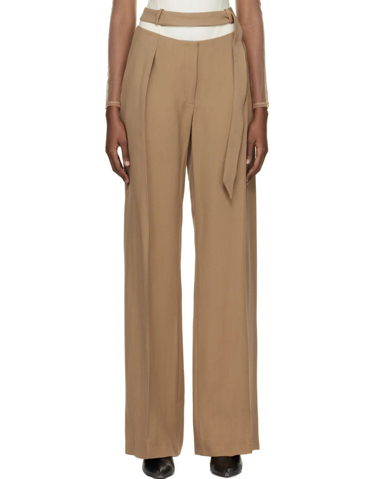 Women's Clothing Niche design deconstructed herringbone suit female tie wide shoulder suit jacket hollow straight pants two piece suit_voghion.com