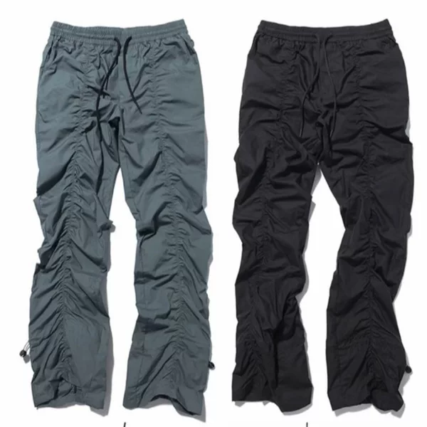 Cross-Border Retro Hip-Hop Stacked Casual Pants for Men and Women, Slim Fit, Slightly Flared, Pleated, High Street Style, Trendy on Instagram