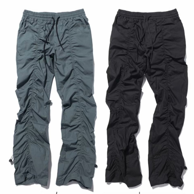 Cross-Border Retro Hip-Hop Stacked Casual Pants for Men and Women, Slim Fit, Slightly Flared, Pleated, High Street Style, Trendy on Instagram