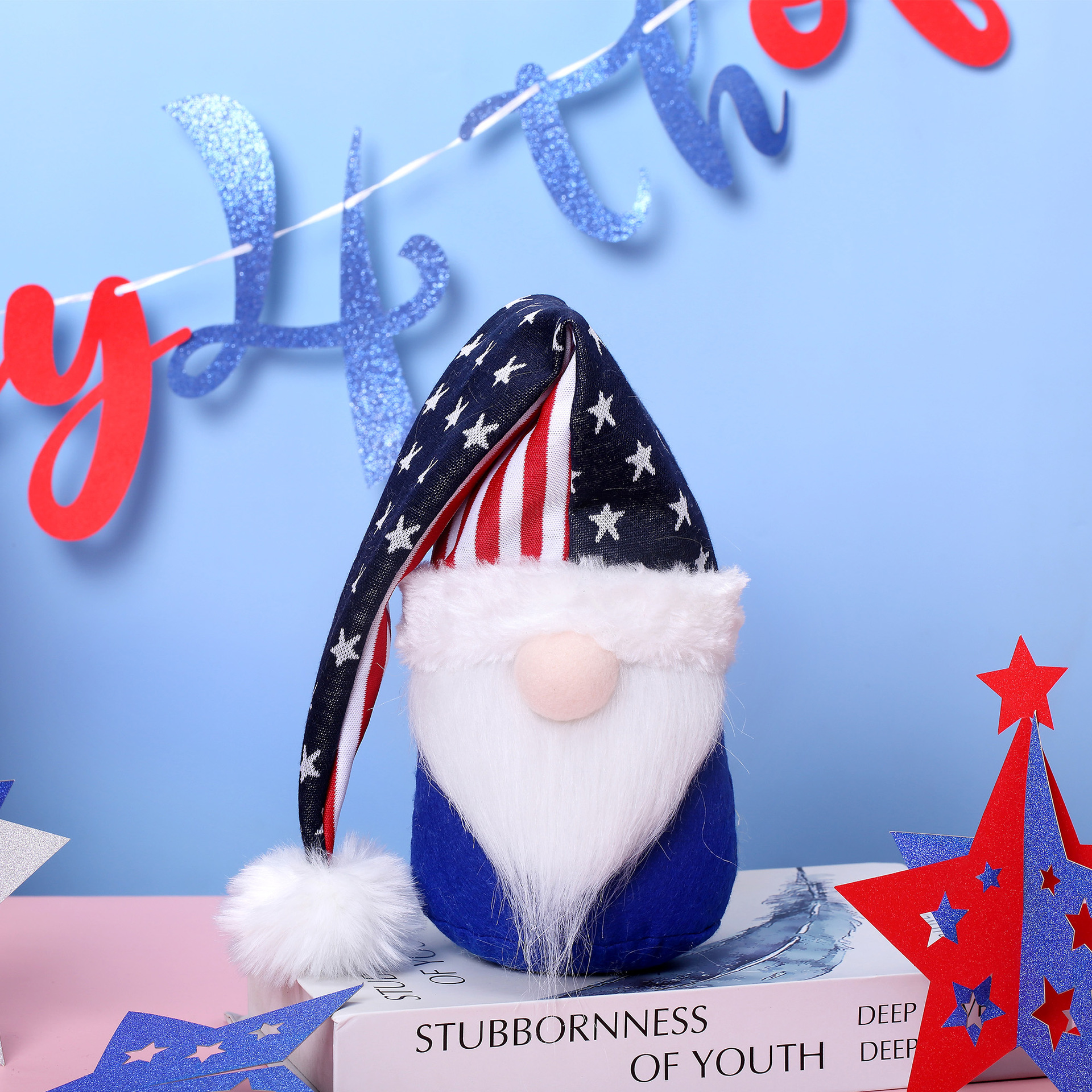 2023 transfronterizo Día DE LA Independencia Americana a rayas estrella de cinco puntas enana muñeca sin rostro Rudolph muñeca decoración lote