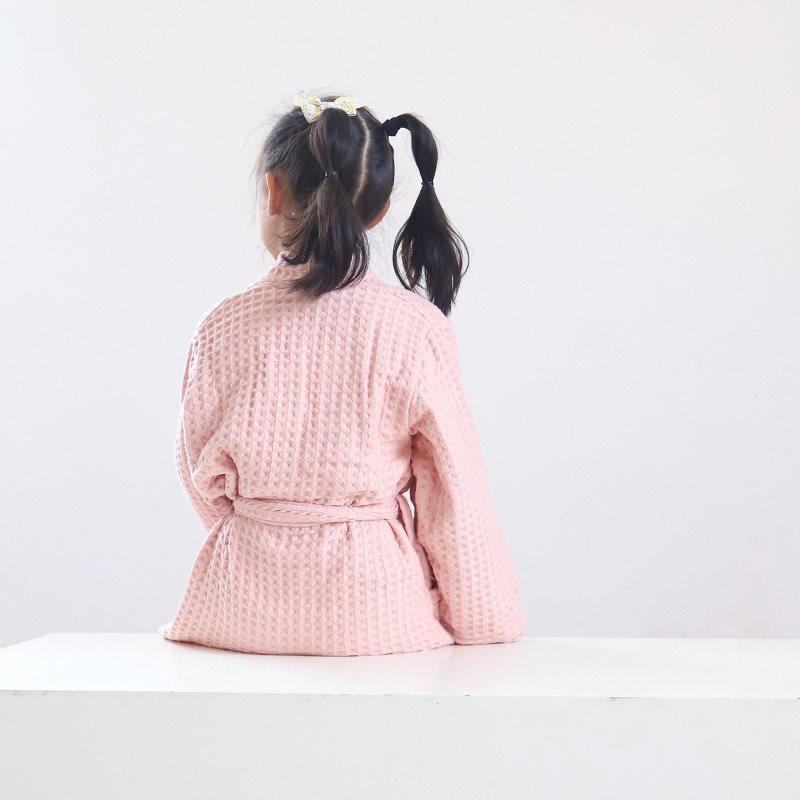 (2개) 아동면 목욕 가운 와플 더블 두꺼운 목욕 가운 홈 옷 A 급 대형 어린이 남녀 잠옷 흡수