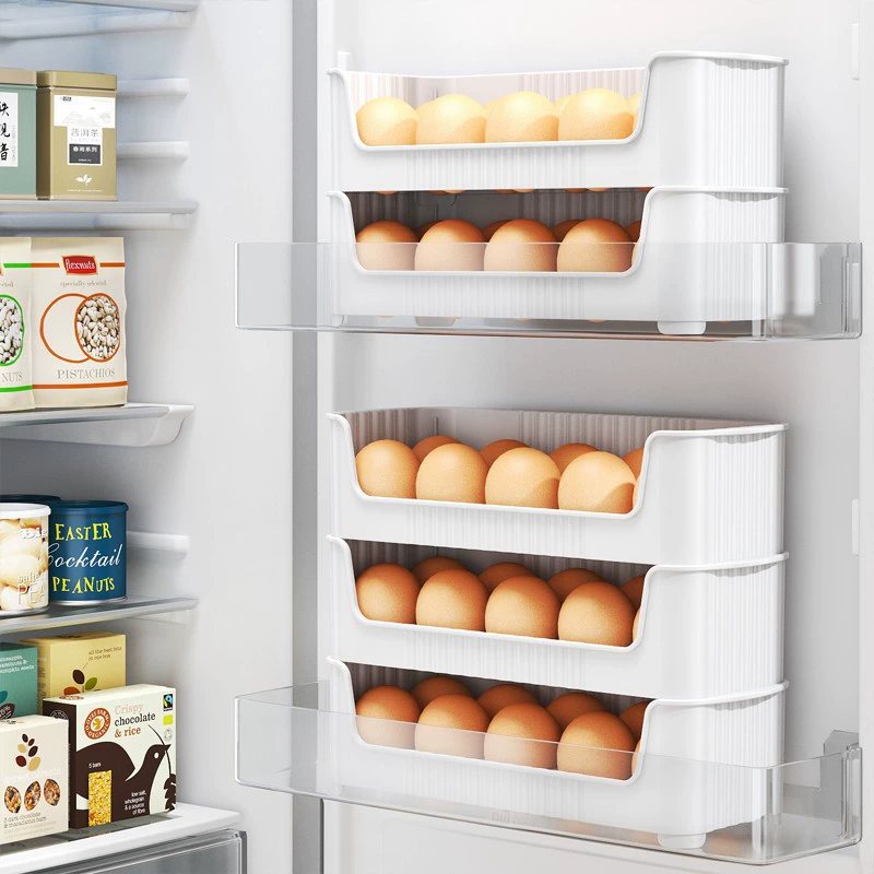 Egg storage box refrigerator side door storage rack can be superimposed kitchen dedicated egg tray preservation box egg box
