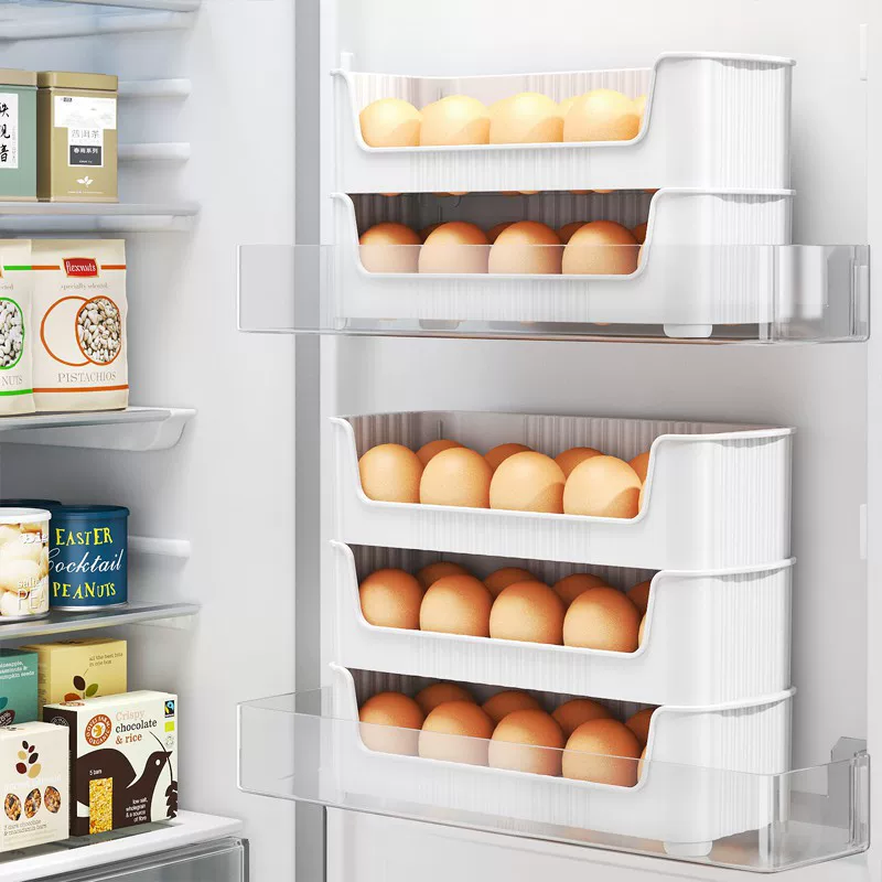 Egg storage box refrigerator side door storage rack can be superimposed kitchen dedicated egg tray preservation box egg box