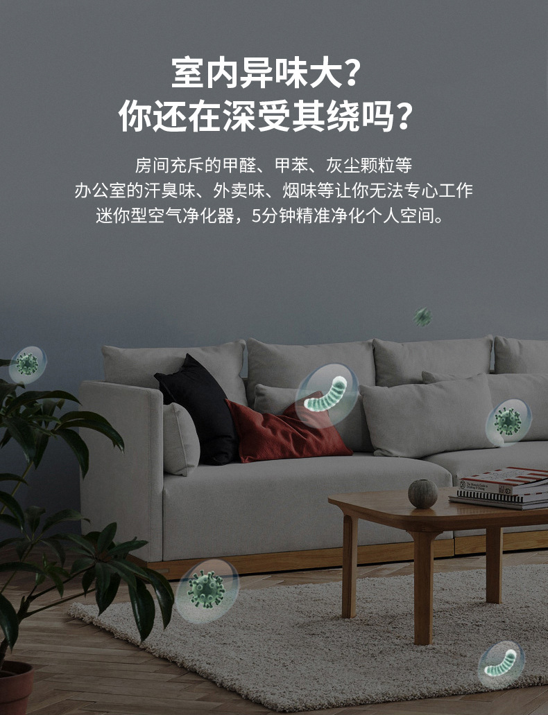 Desktop Car Air Purifier Car Household Negative Ion Sterilization Eliminates Formaldehyde Odor and Removes Smoke Odor Negative Ion