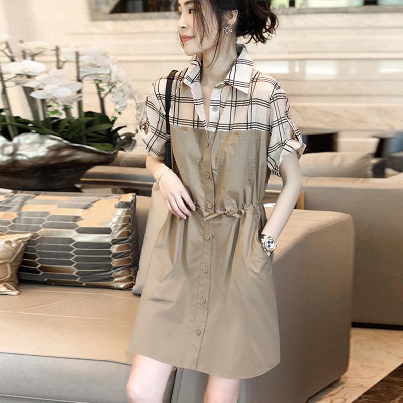 Plaid Patchwork Workwear Jumpsuit for Women, Petite Casual Wide-Leg Shorts Set, Summer 2026 New Dress