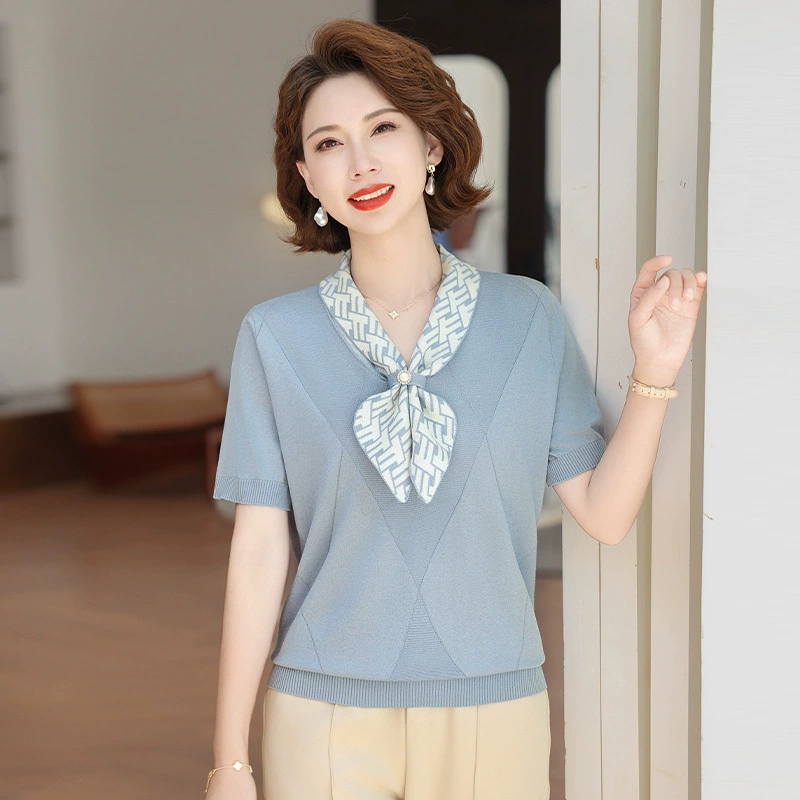 Летняя рубашка с короткими рукавами для мамы