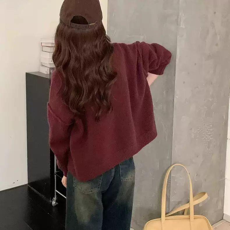 日韩系复古双拉链毛衣外套女秋季氛围感翻领休闲百搭针织开衫上衣|undefined