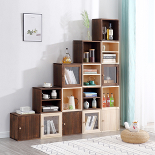 3Y Solid Wood Free Combination Patch Cabinet Glass Door Storage Cabinet Floor Simple Small Cabinet Single Bookcase Belt