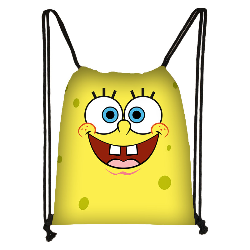 Factory direct sales new style SpongeBob SquarePants cool trendy supermarket drawstring shoulder bag portable storage bag wholesale 2024