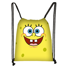 Factory direct sales new style SpongeBob SquarePants cool trendy supermarket drawstring shoulder bag portable storage bag wholesale 2024